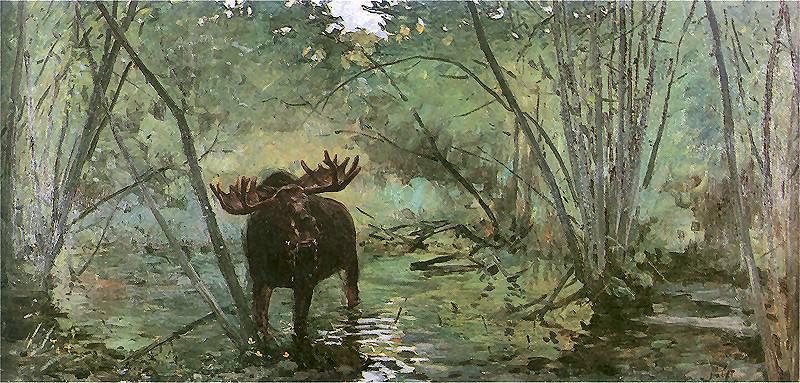 Julian Falat Elk oil painting picture